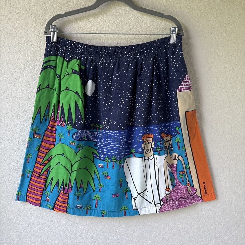 ESPRIT VTG 1986 Joel Resnicoff Tropical All Over Pop Art Skirt New Wave RARE M